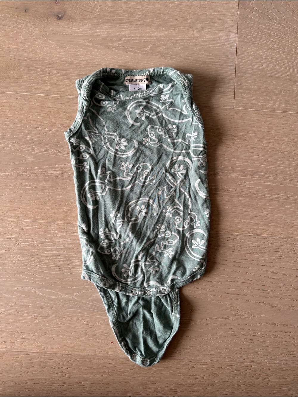 SpearmintLOVE Green Printed Sleeveless Baby One-Piece